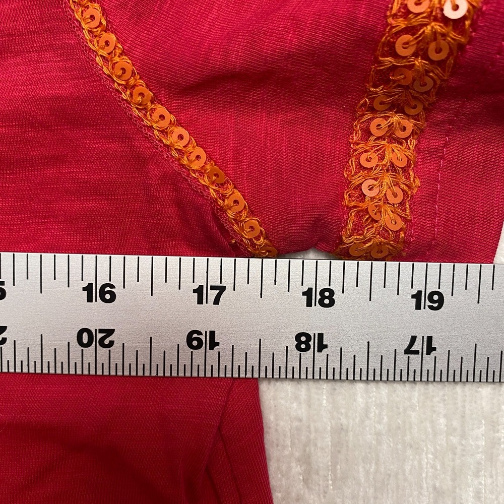 Sundance Floral Embroidered Top Womens Small Red Slub Sequin V-Neck Boho Blouse - Picture 13 of 16
